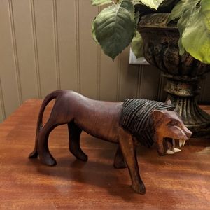 Handcarved Wood Lion